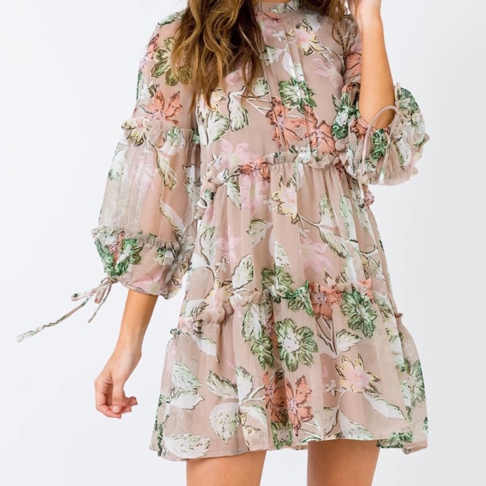 Princess Polly Eden Bloom Mini Dress in Blush